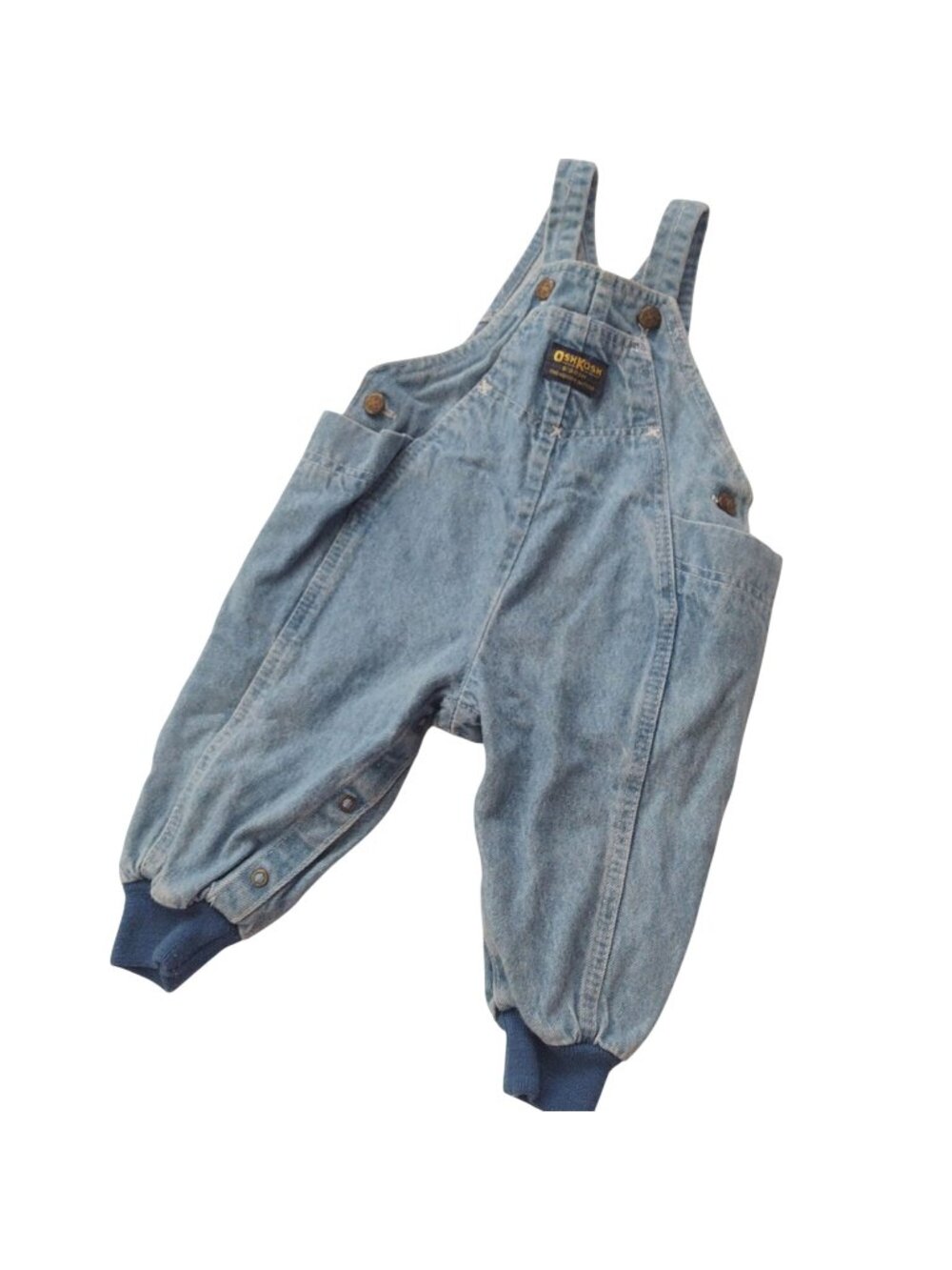 Vtg Oshkosh Baby Denim Overalls 24M Vestbak Bubble Leg Unisex w Side Pockets